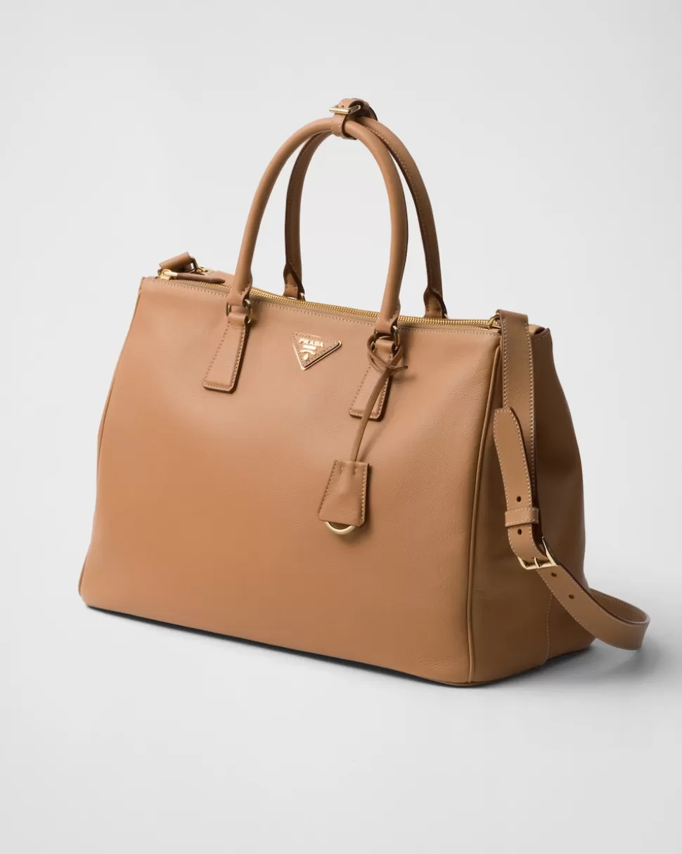 Store Prada Extragroße Galleria Tasche Aus Leder Natur