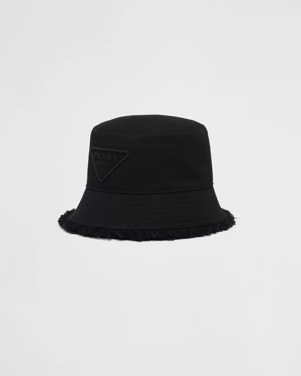 Online Prada Fischerhut Aus Drill Schwarz