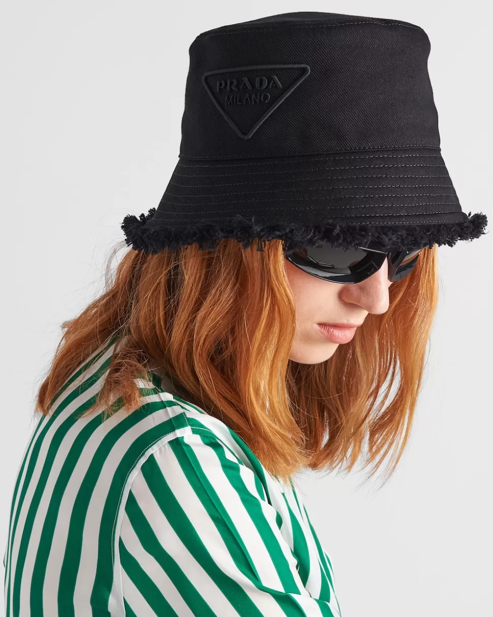 Online Prada Fischerhut Aus Drill Schwarz