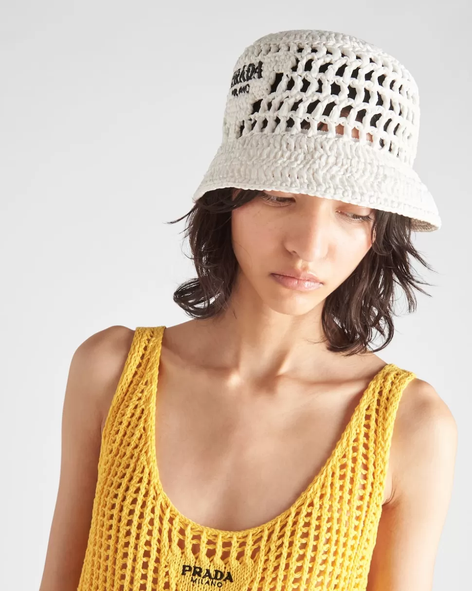 Discount Prada Fischerhut Aus Webstoff Schwarz