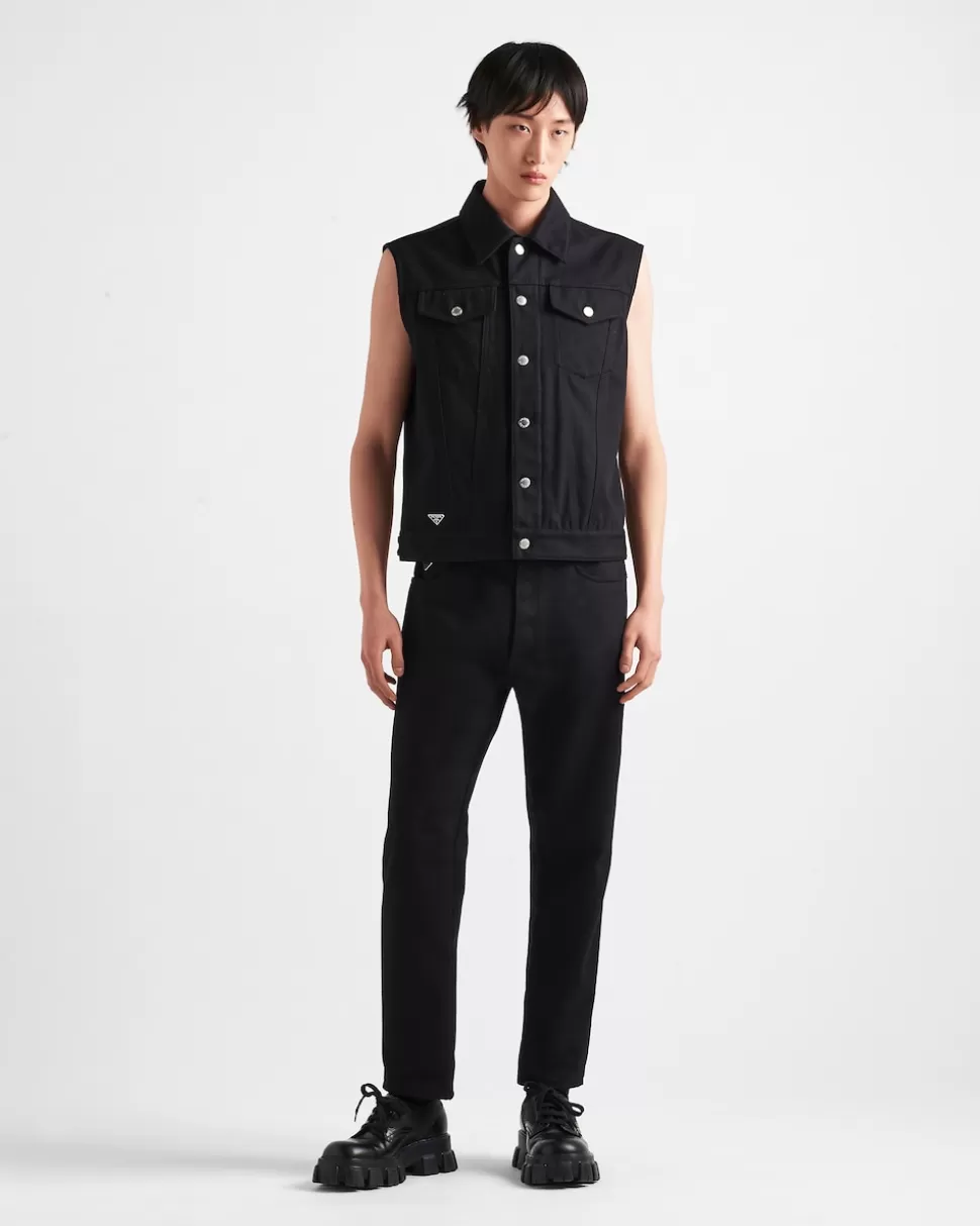 Online Prada Five-pocket-jeans Aus Bull Denim Schwarz