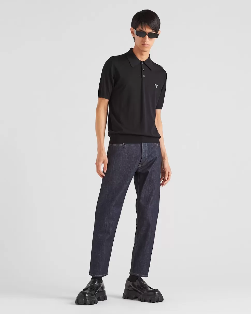 Online Prada Five-pocket-jeans Aus Comfort Denim Blau