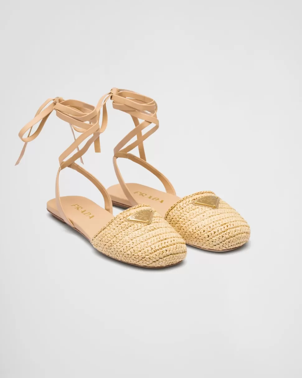 Shop Prada Flache Gehäkelte Sandalen Schwarz