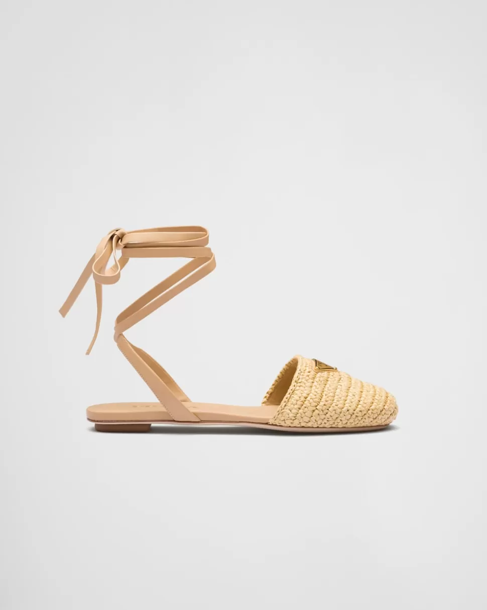 Shop Prada Flache Gehäkelte Sandalen Schwarz