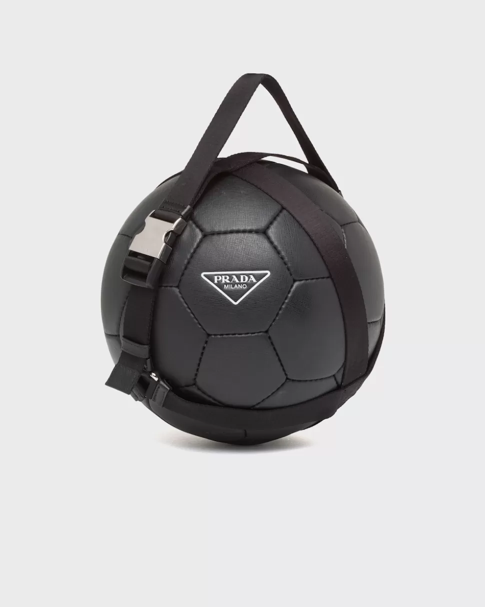 New Prada Fußball Aus Saffiano-leder Schwarz