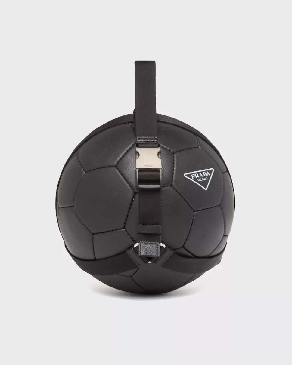 New Prada Fußball Aus Saffiano-leder Schwarz