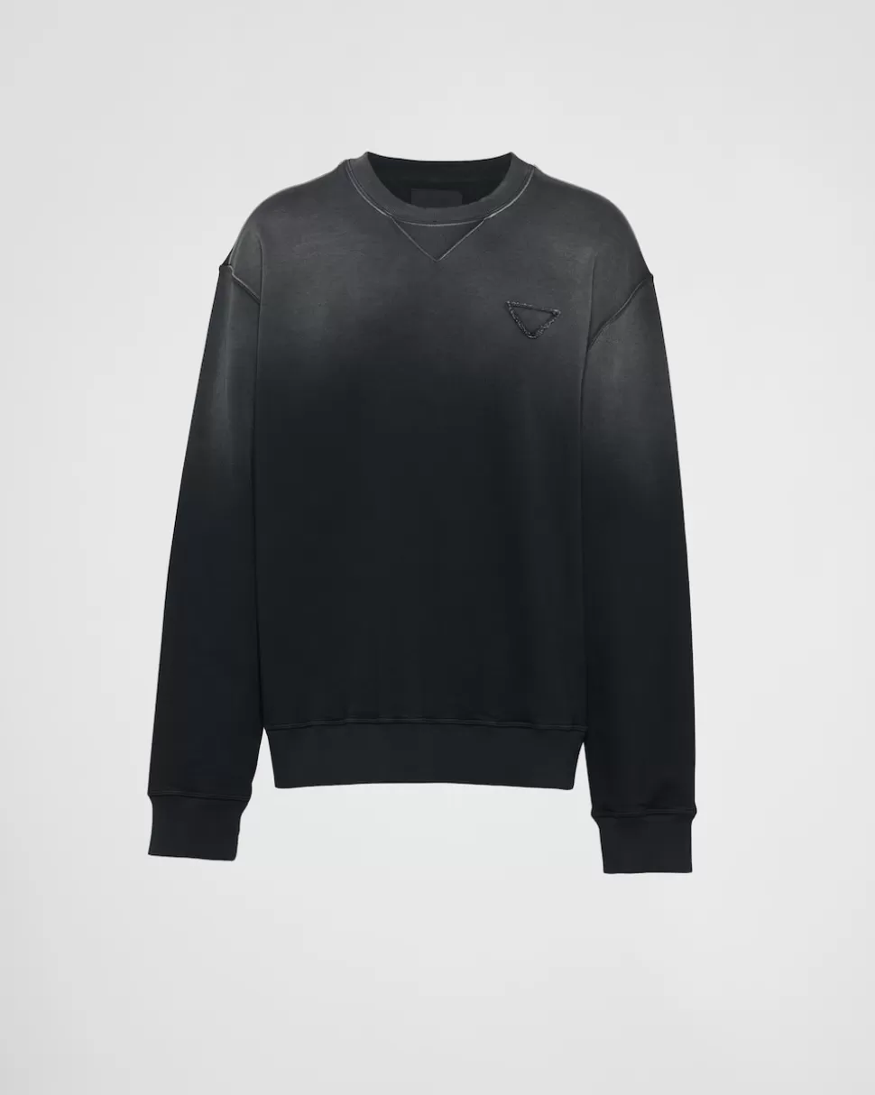 Fashion Prada Garment Dyed Oversize-sweatshirt Aus Baumwolle Schwarz