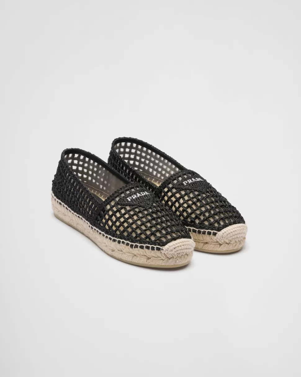 Outlet Prada Gehäkelte Espadrilles Schwarz