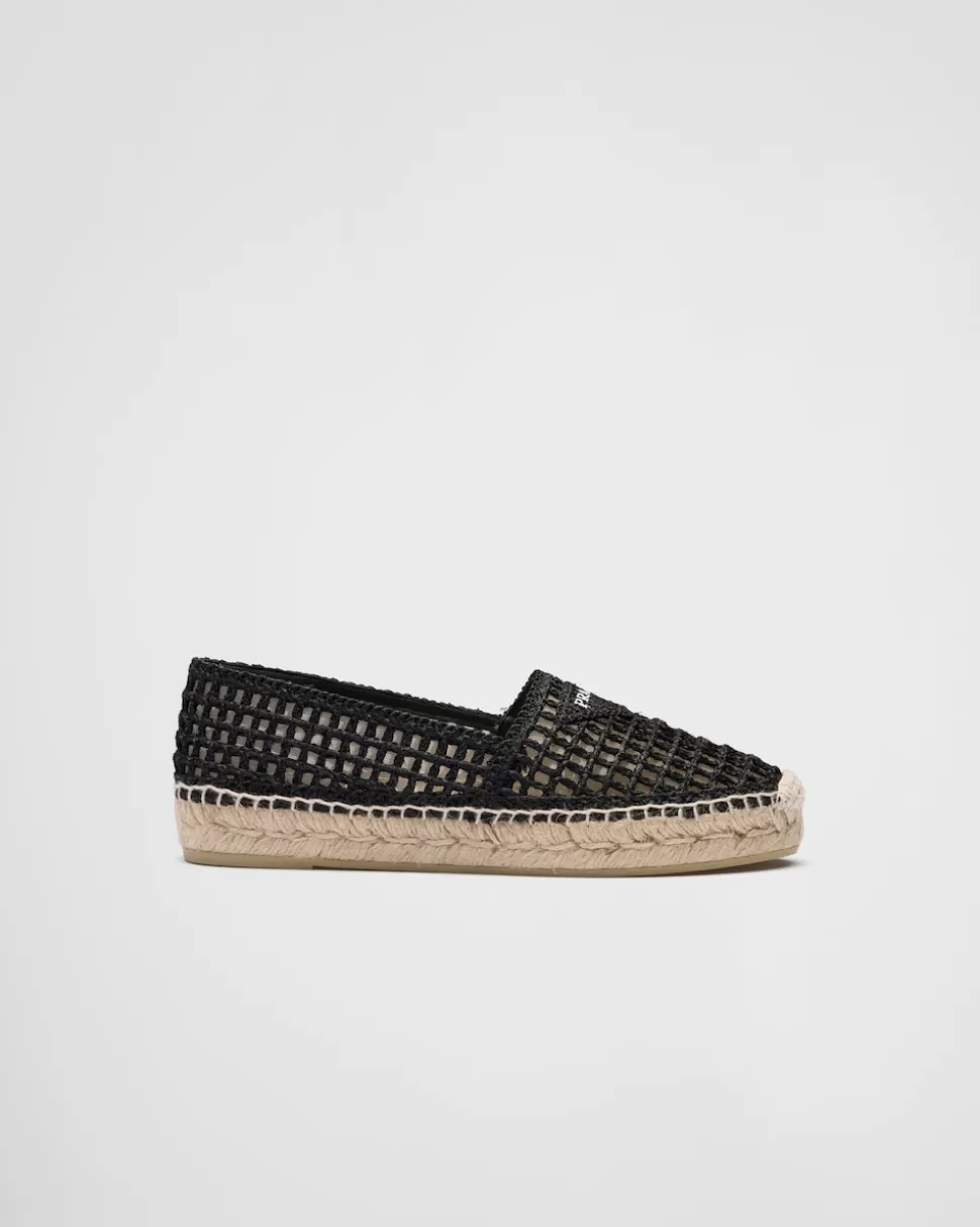 Outlet Prada Gehäkelte Espadrilles Schwarz