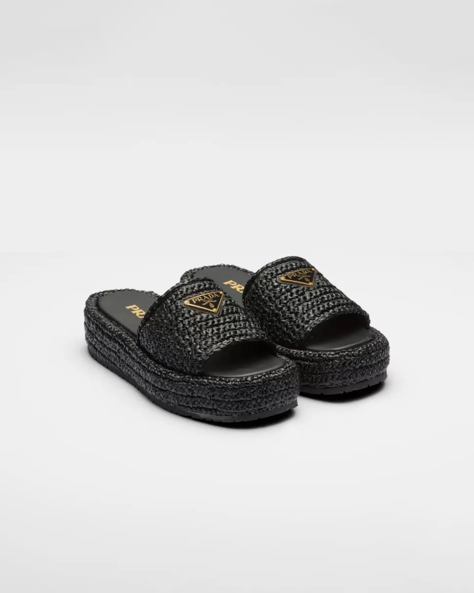 Online Prada Gehäkelte Plateau-pantoletten Schwarz