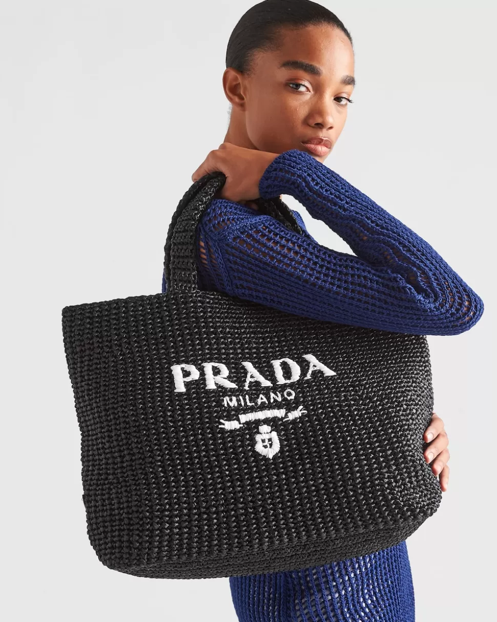 Sale Prada Gehäkelte Tote Bag Schwarz