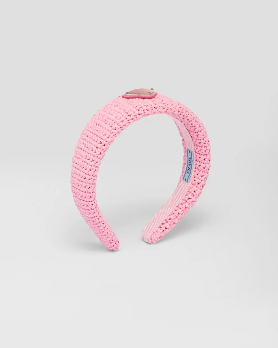 Sale Prada Gehäkeltes Headband Blütenrosa