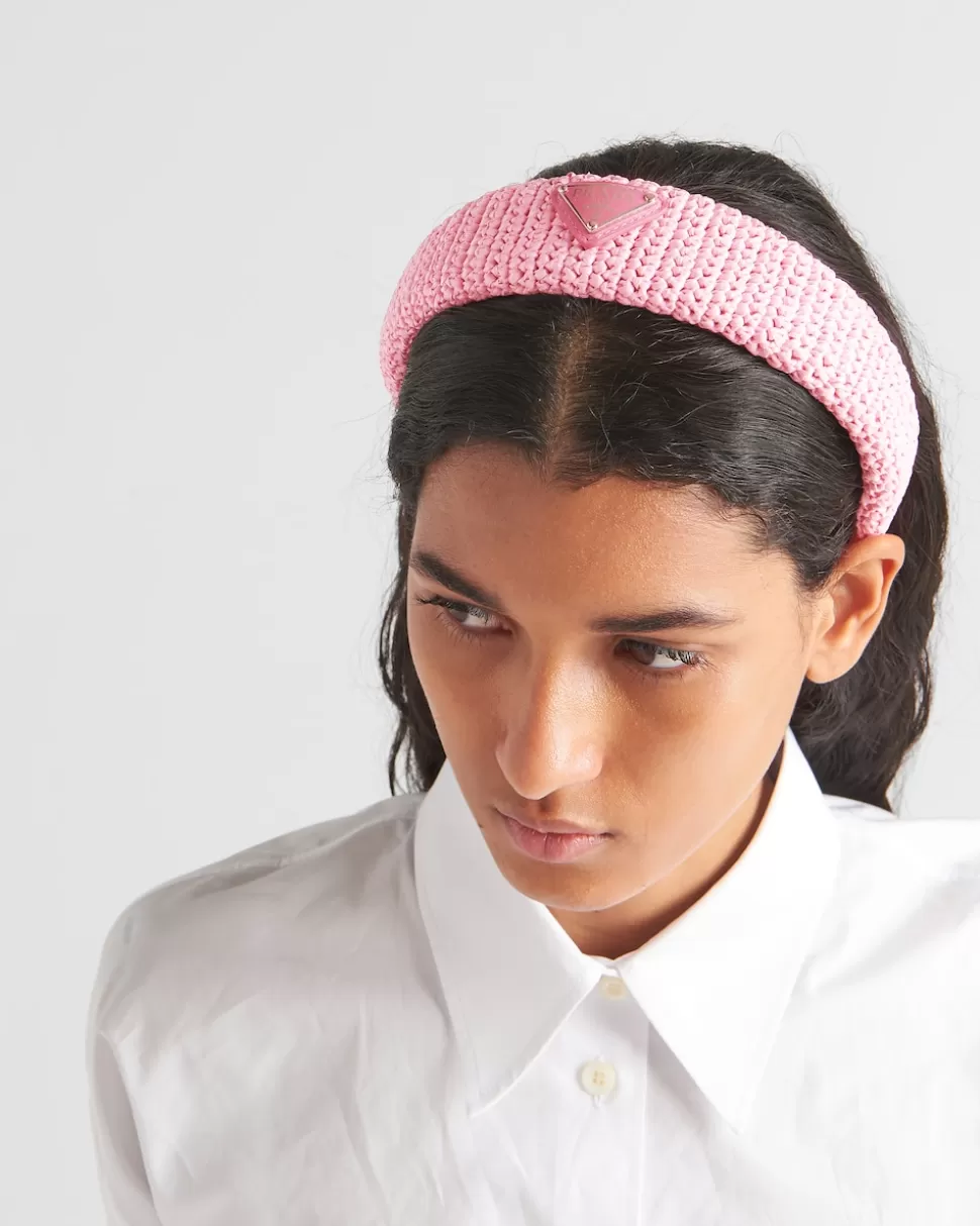 Sale Prada Gehäkeltes Headband Blütenrosa