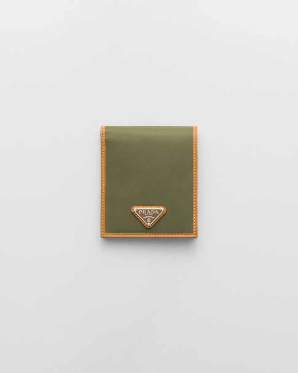 Online Prada Geldbörse Aus Re-nylon Militärgrün/Karamell