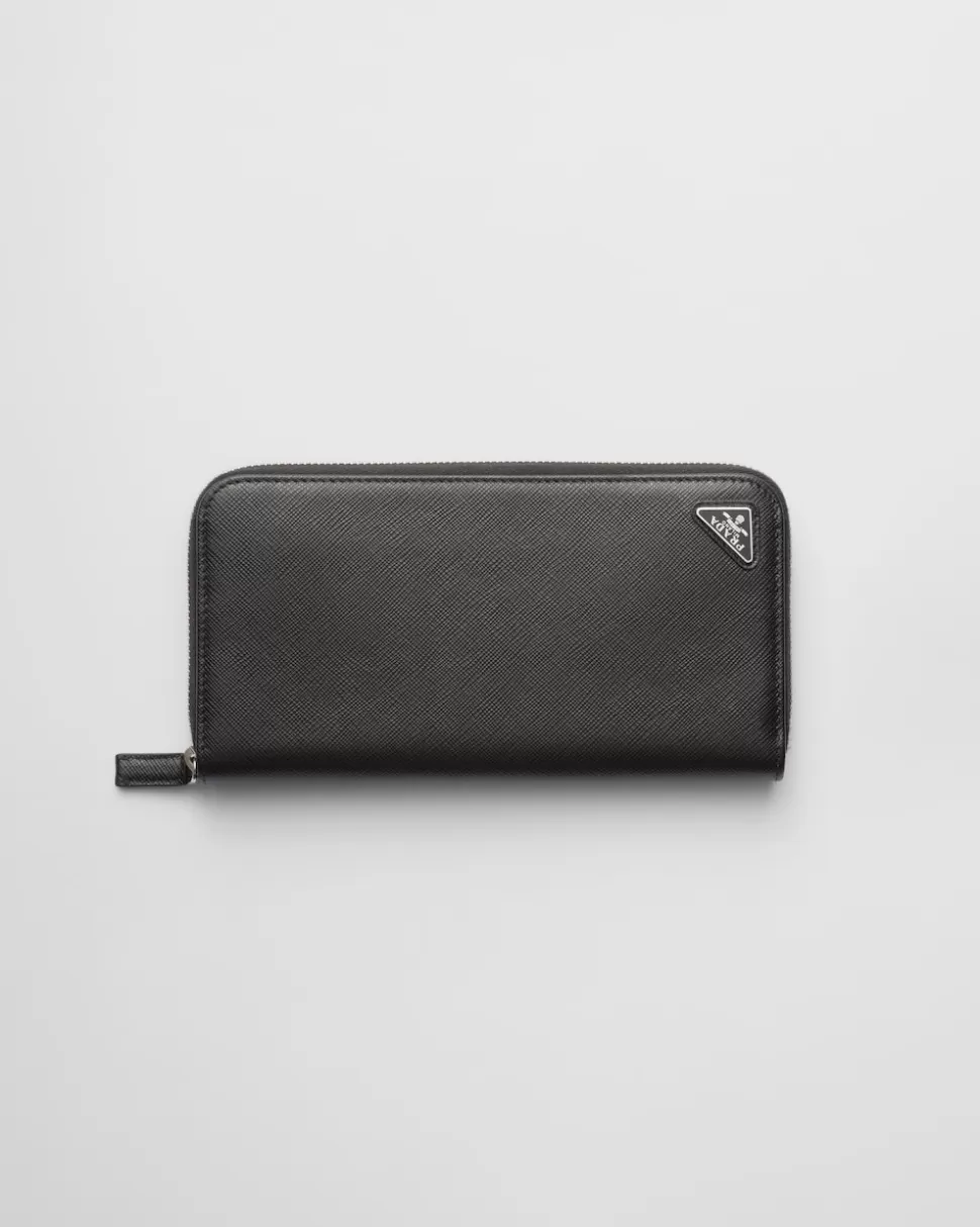 Sale Prada Geldbörse Aus Saffiano Schwarz