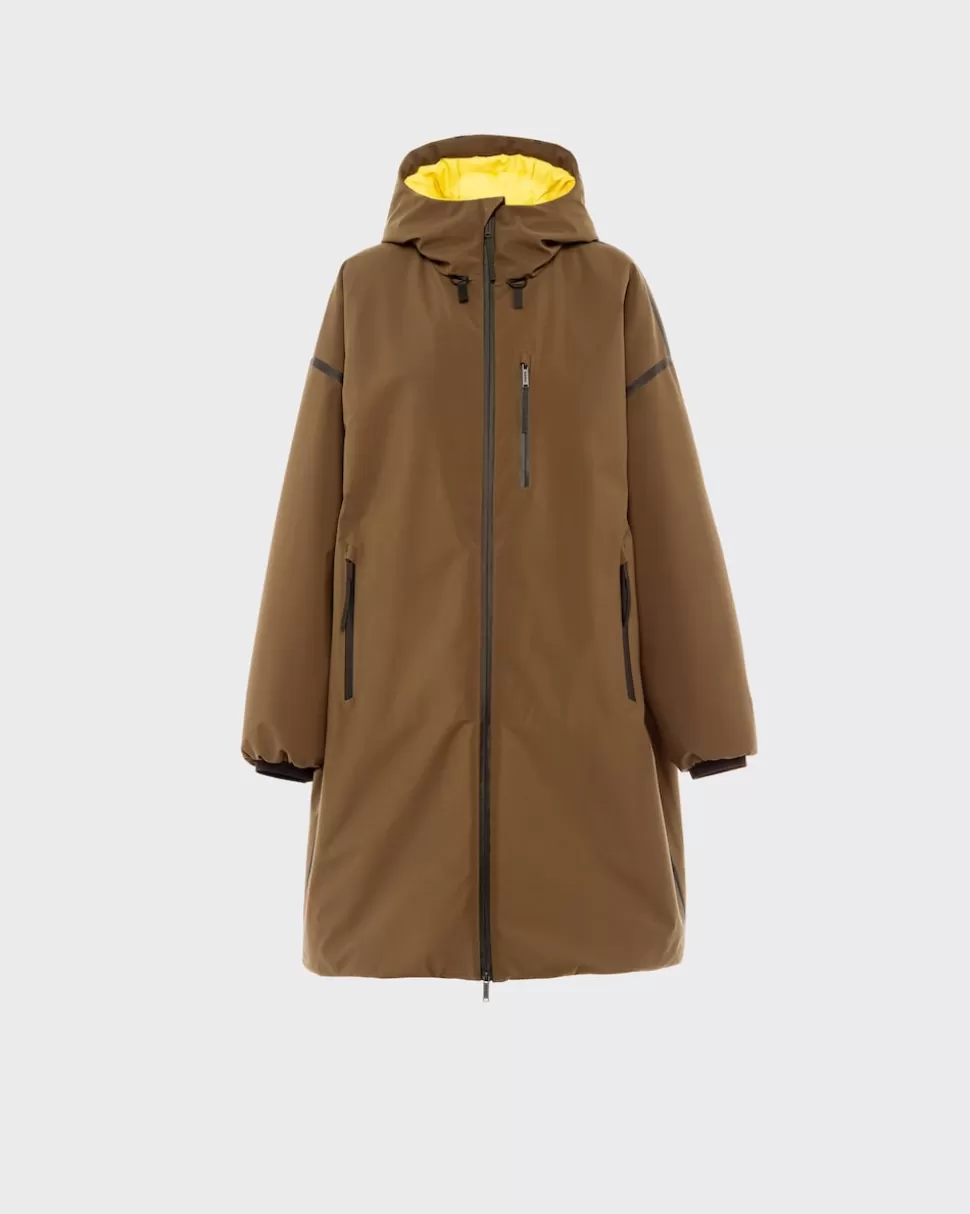 Shop Prada Gepolsterter Regenmantel Aus Light Extreme-tex Schwarz/Orange