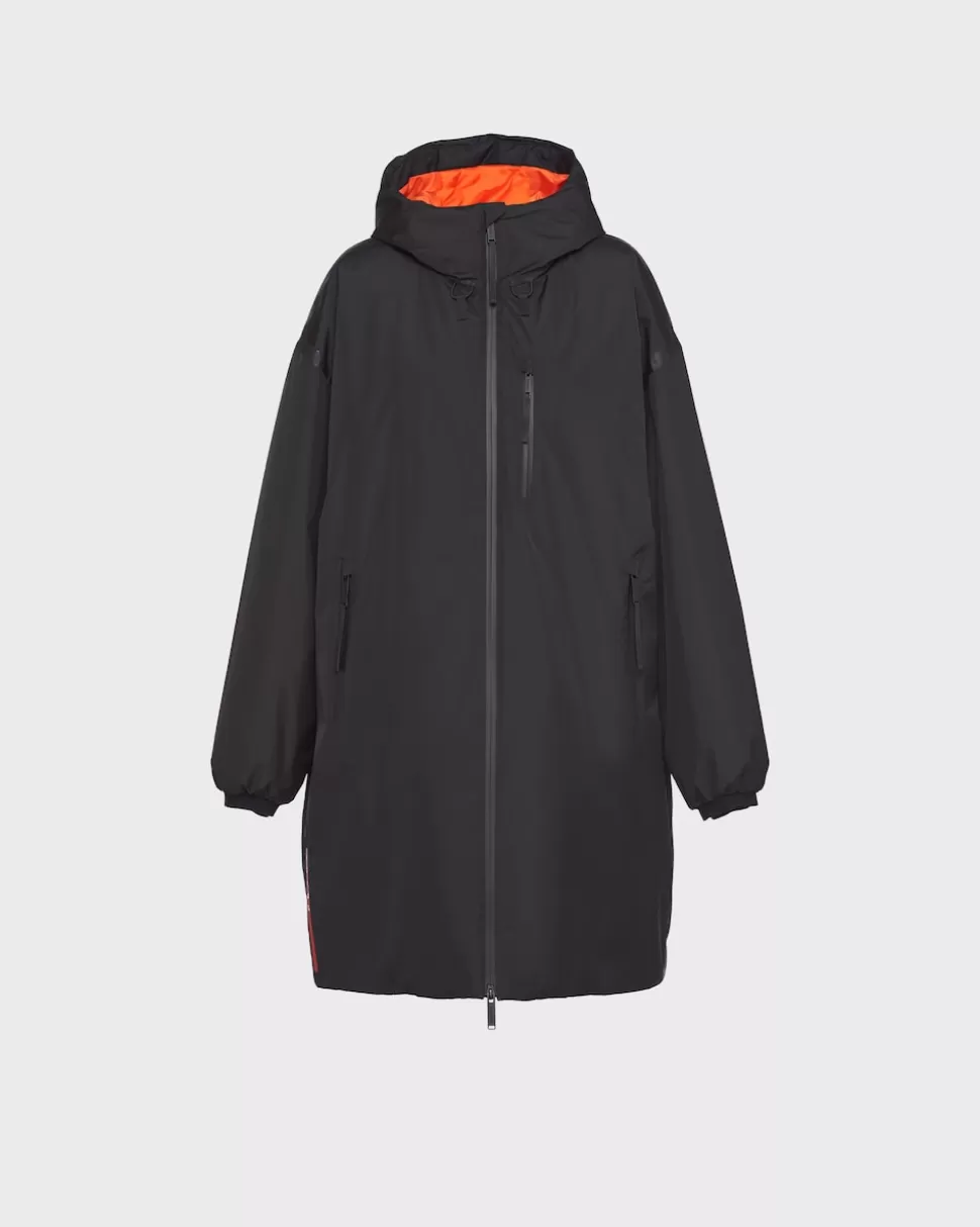 Clearance Prada Gepolsterter Regenmantel Aus Light Extreme-tex Schwarz/Orange