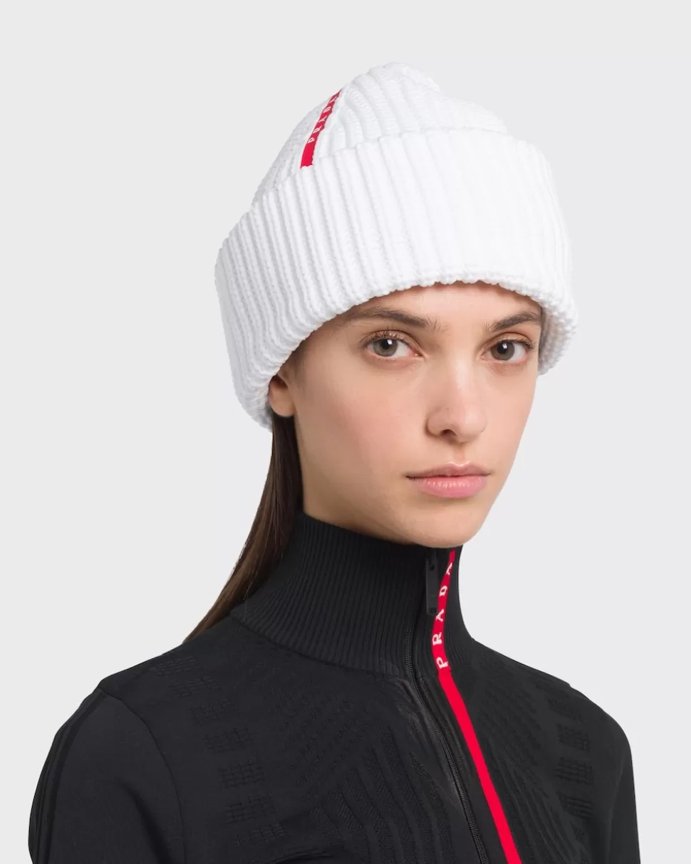 Store Prada Gerippte Mütze Aus Tec-rec Nylon Schwarz