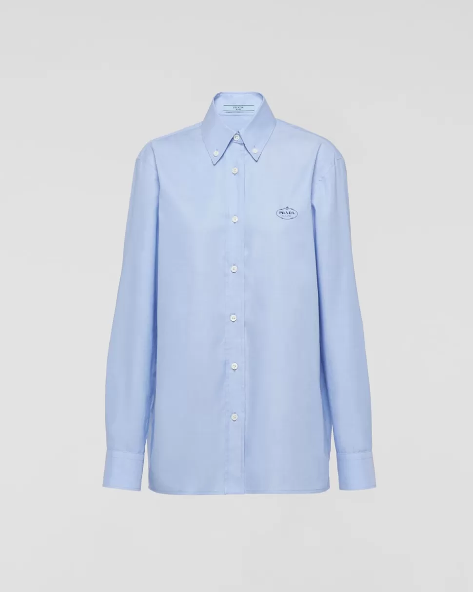 Outlet Prada Gestreiftes Oxford-hemd Hellblau