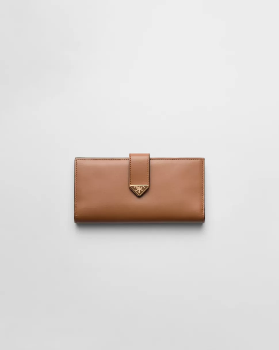 Store Prada Große Geldbörse Aus Leder Schwarz