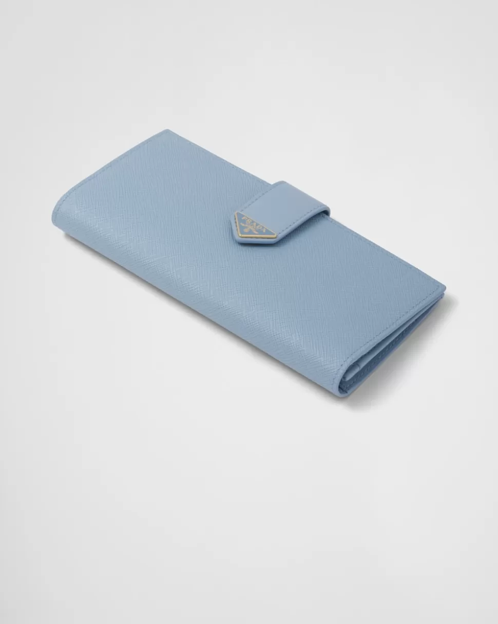 Discount Prada Große Geldbörse Aus Saffiano Und Leder Schwarz