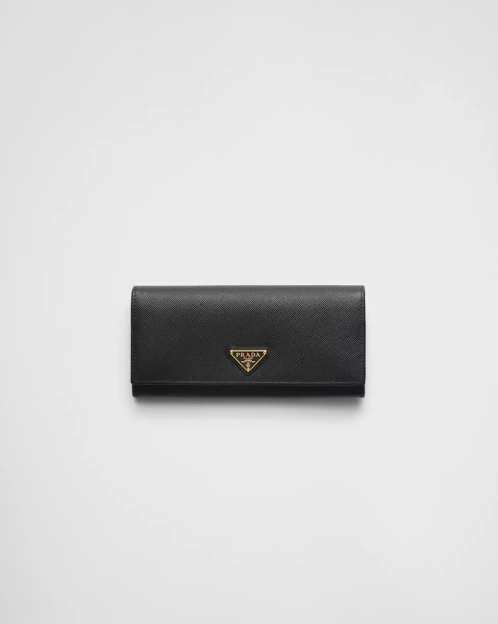New Prada Große Geldbörse Aus Saffiano-leder Schwarz