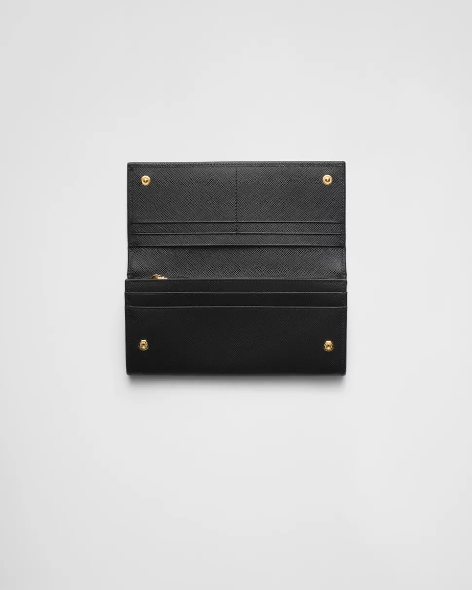 New Prada Große Geldbörse Aus Saffiano-leder Schwarz