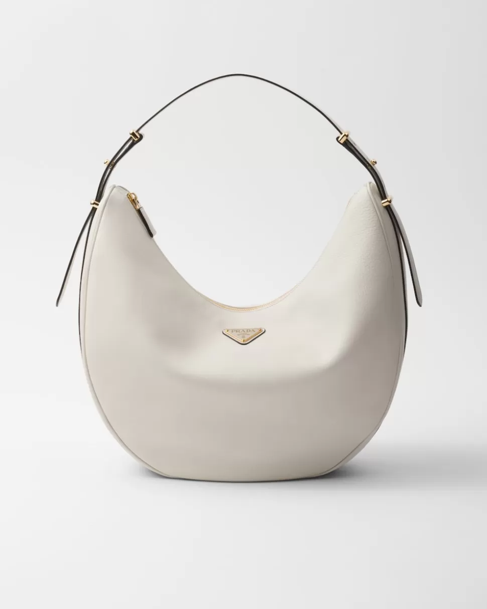 Outlet Prada Große Schultertasche Aus Leder Schwarz