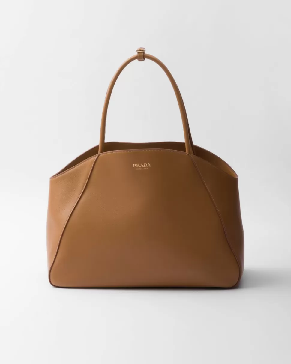 Cheap Prada Große Tote Bag Aus Leder Schwarz