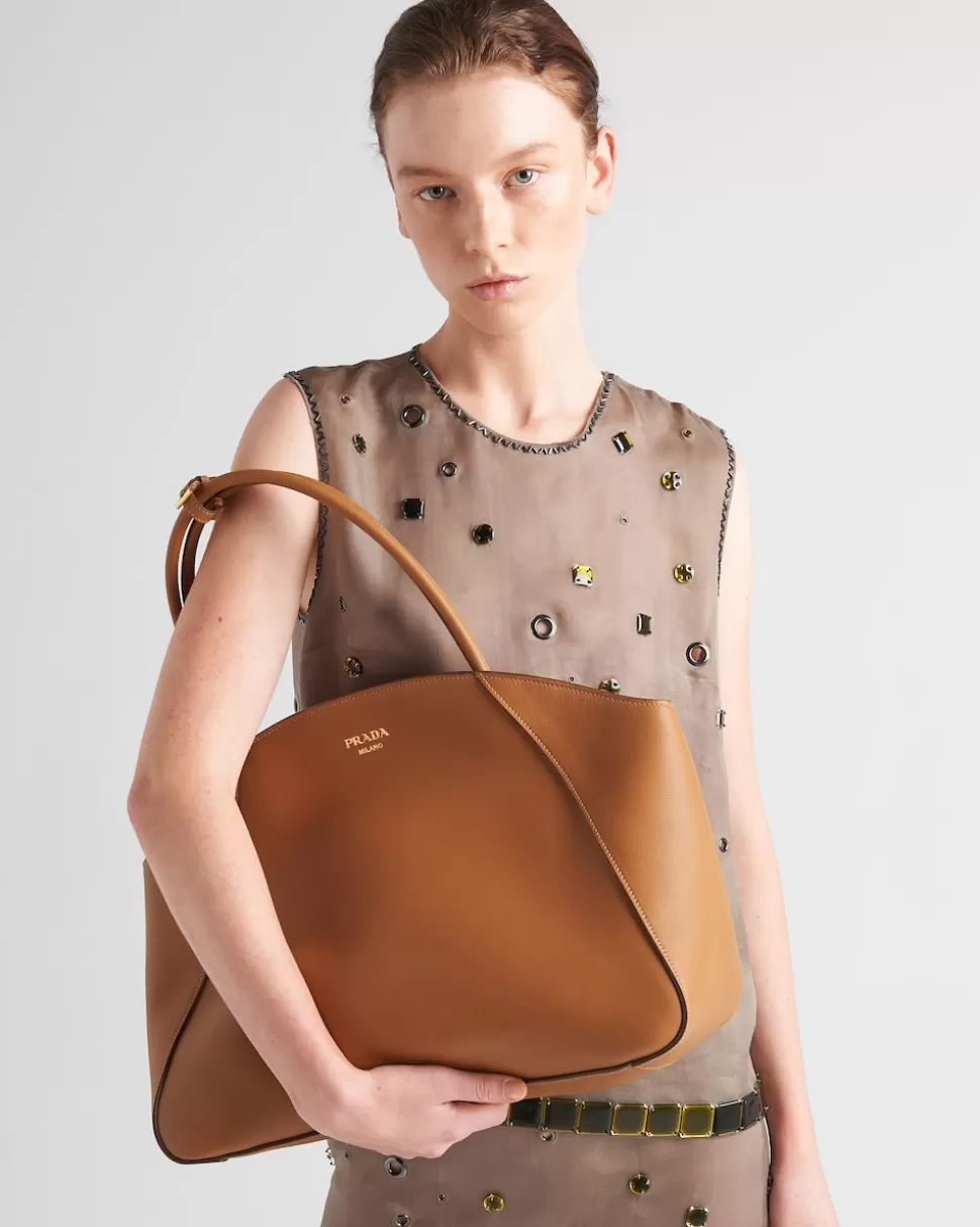 Cheap Prada Große Tote Bag Aus Leder Schwarz
