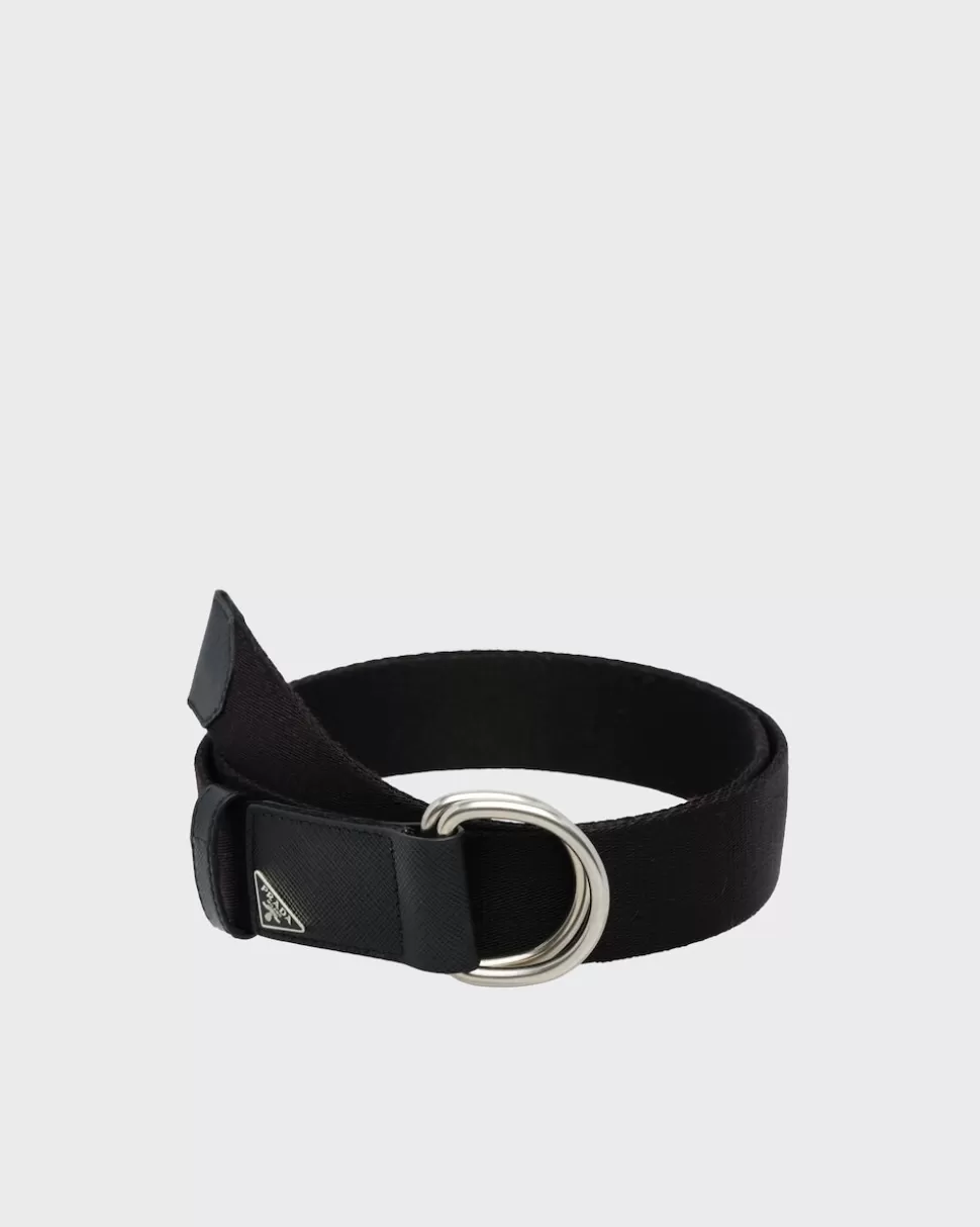 Sale Prada Gürtel Aus Gewebtem Re-nylon Schwarz