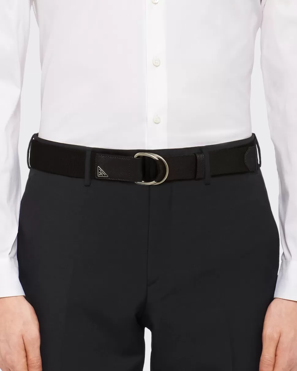 Sale Prada Gürtel Aus Gewebtem Re-nylon Schwarz
