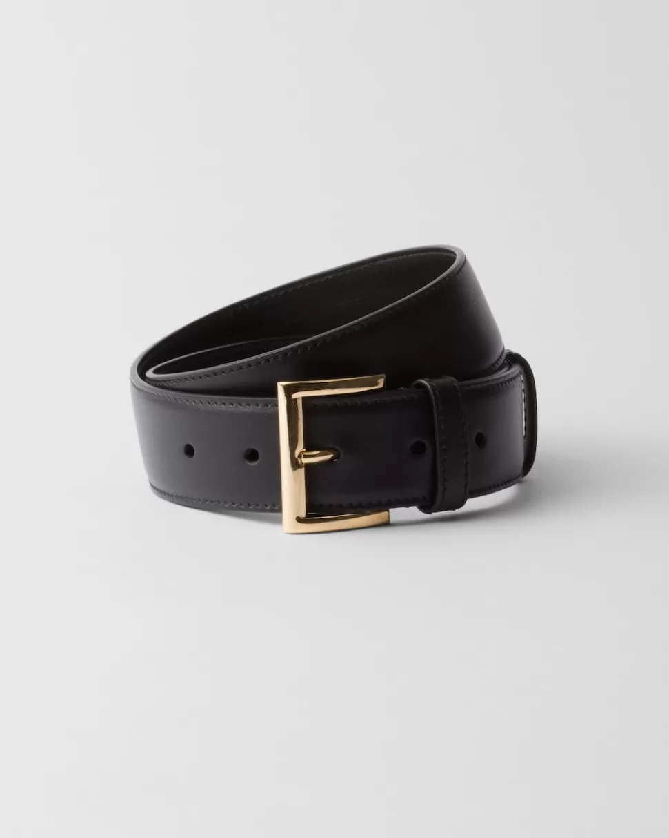 New Prada Gürtel Aus Leder Schwarz
