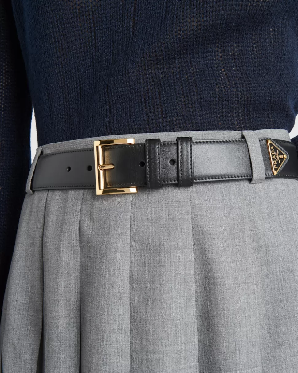 New Prada Gürtel Aus Leder Schwarz