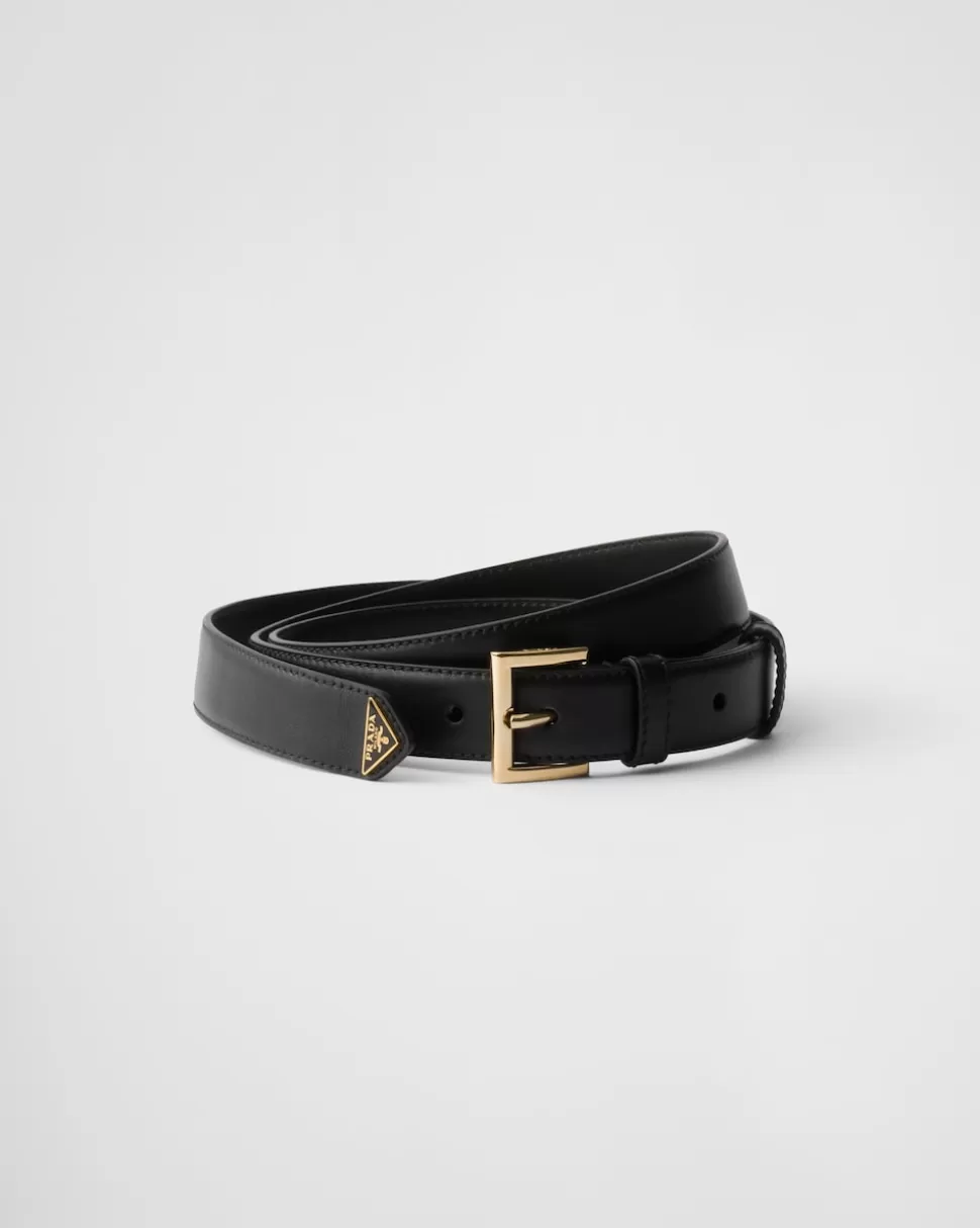 Fashion Prada Gürtel Aus Leder Schwarz