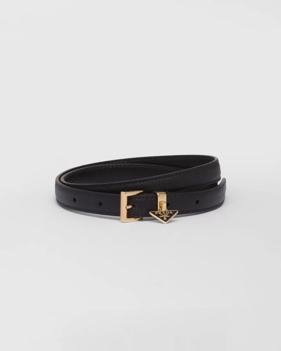 Discount Prada Gürtel Aus Saffiano Schwarz