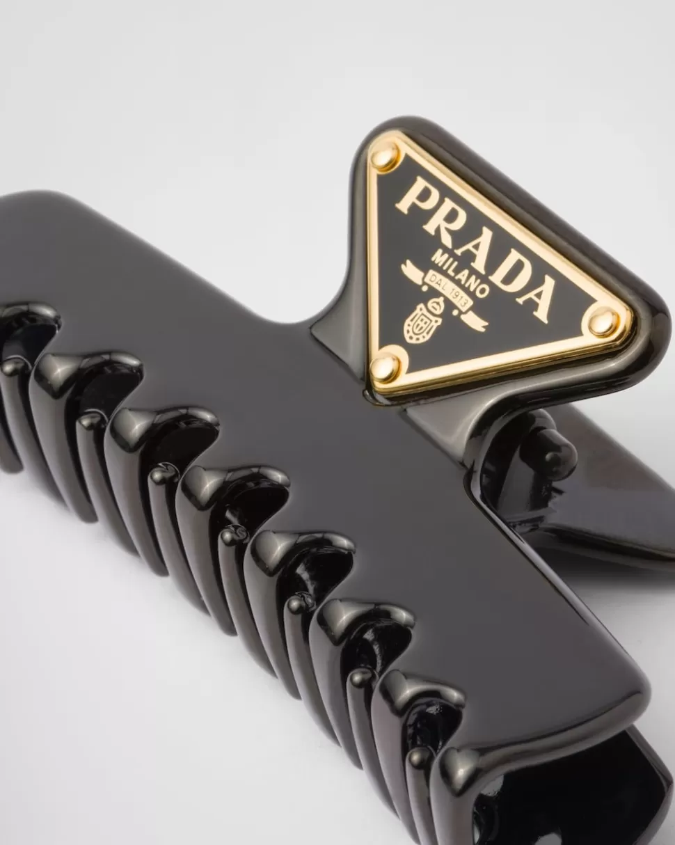 Cheap Prada Haarklammer Aus Metall Schwarz