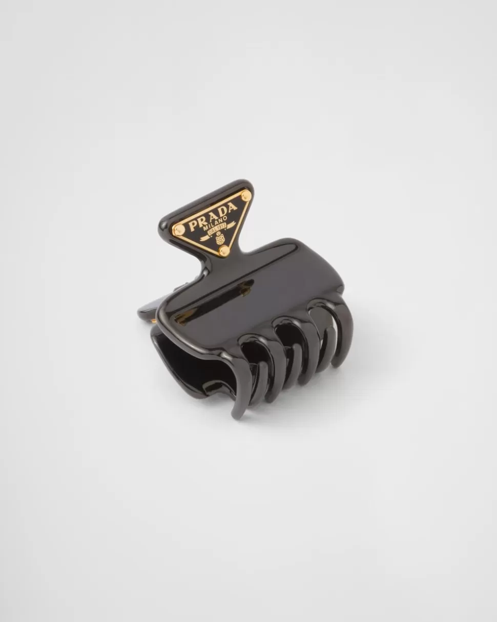 Cheap Prada Haarklammer Aus Metall Schwarz