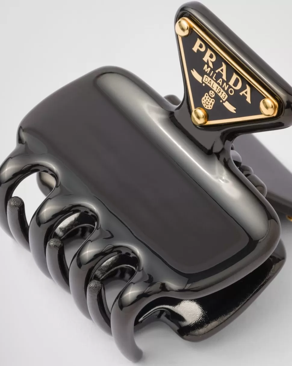 Cheap Prada Haarklammer Aus Metall Schwarz