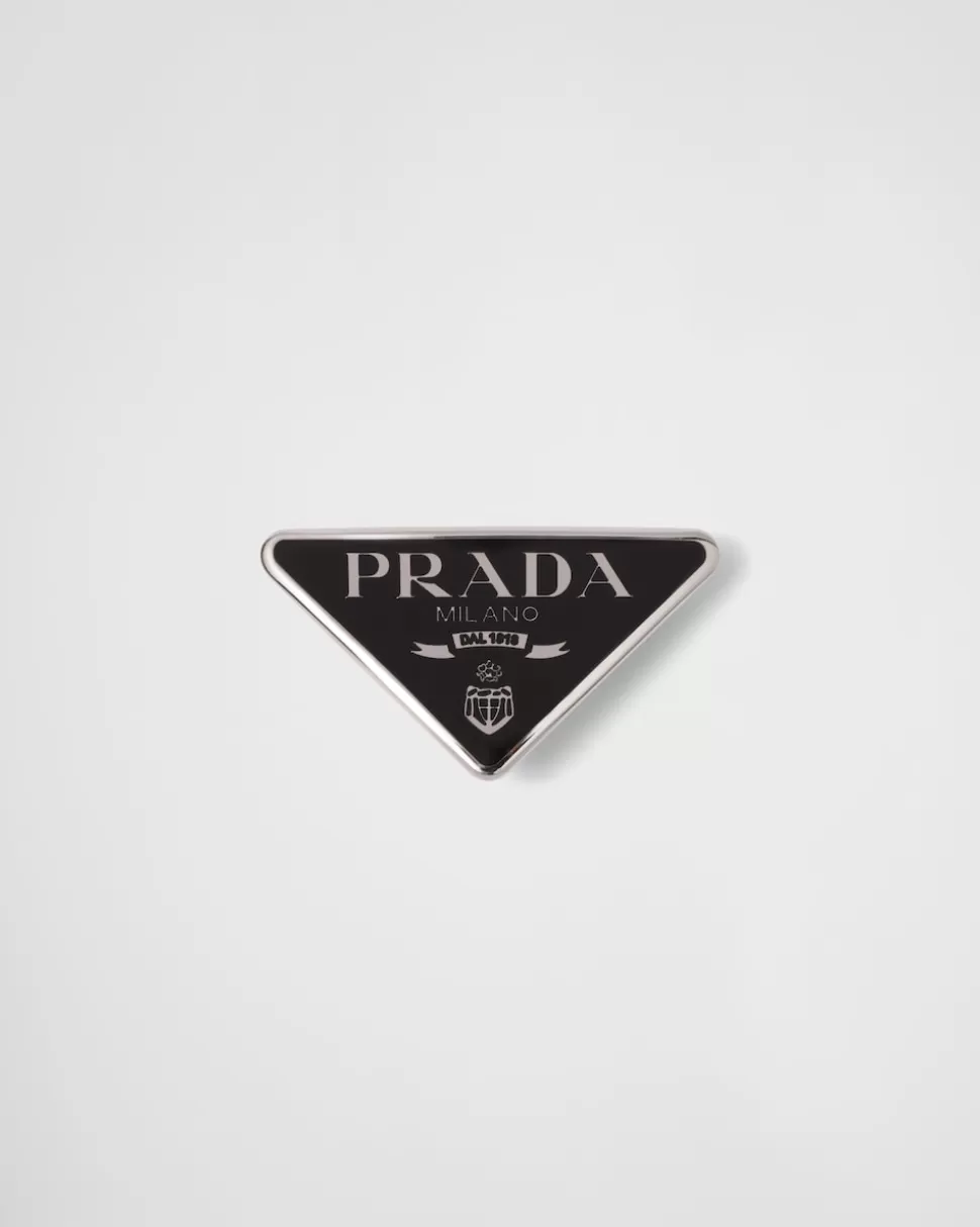 Store Prada Haarspange Aus Metall Schwarz