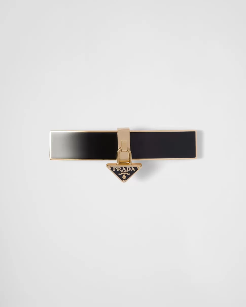 Online Prada Haarspange Aus Metall Weiss/Gold