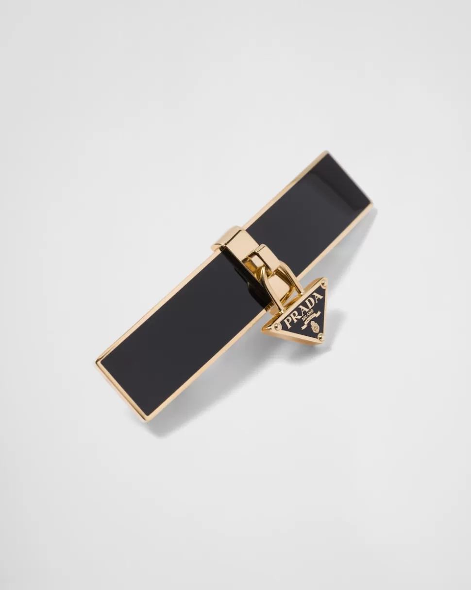 Online Prada Haarspange Aus Metall Weiss/Gold