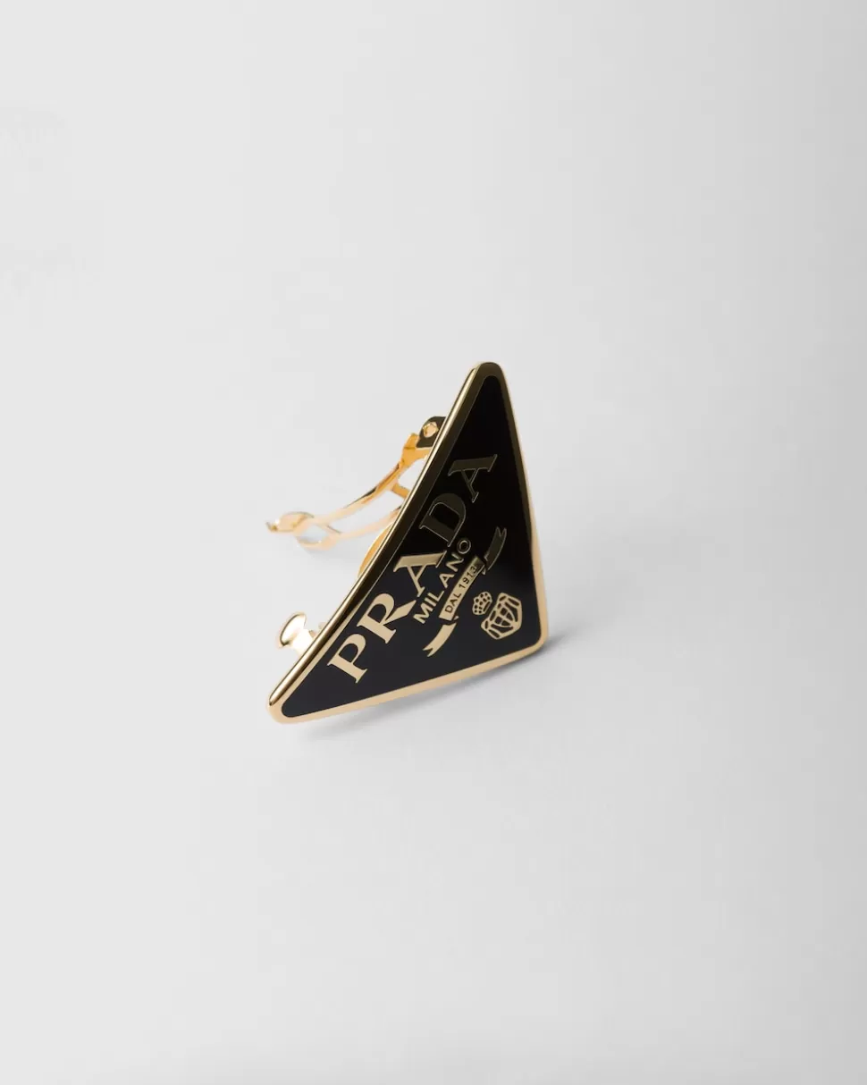 Online Prada Haarspange Aus Metall Schwarz