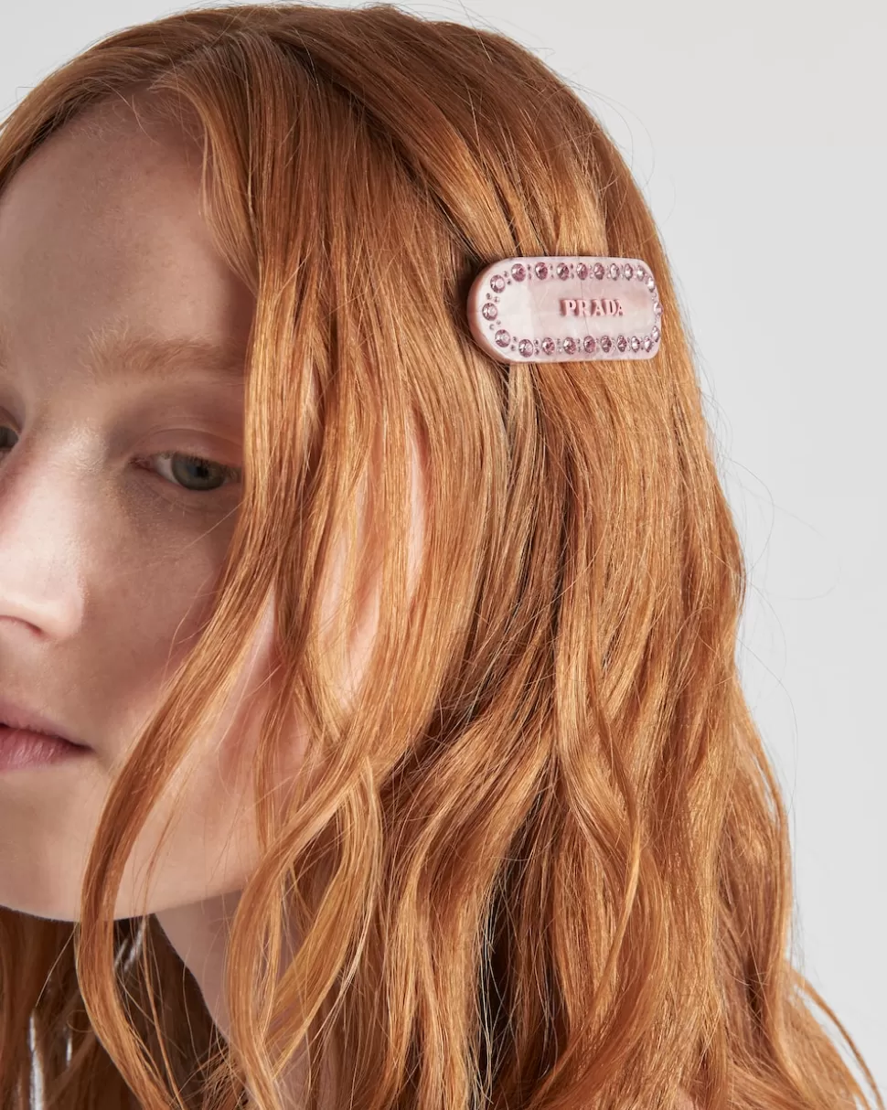 New Prada Haarspange Aus Plexiglas Schwarz