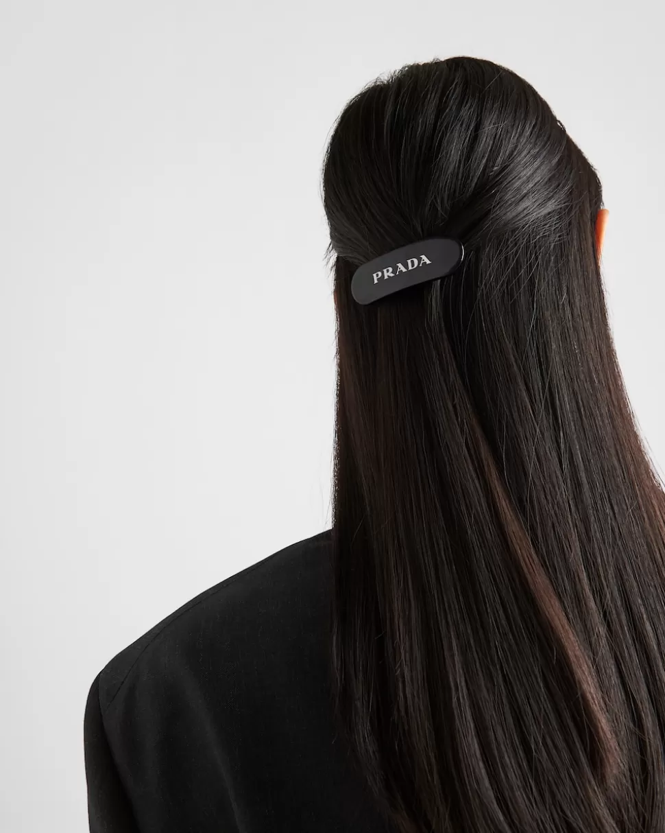 Cheap Prada Haarspange Aus Plexiglas Schwarz