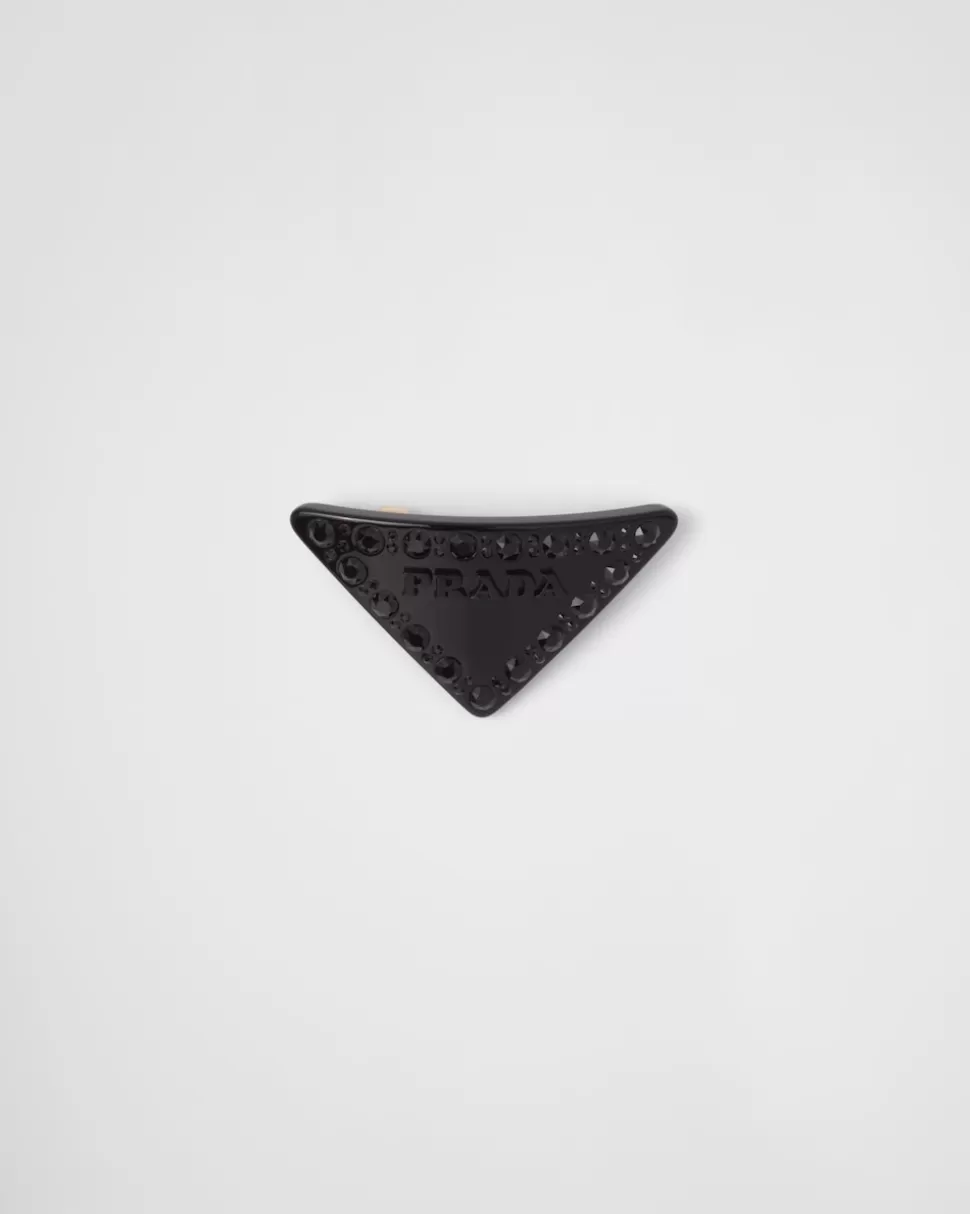 Discount Prada Haarspange Aus Plexiglas Schwarz