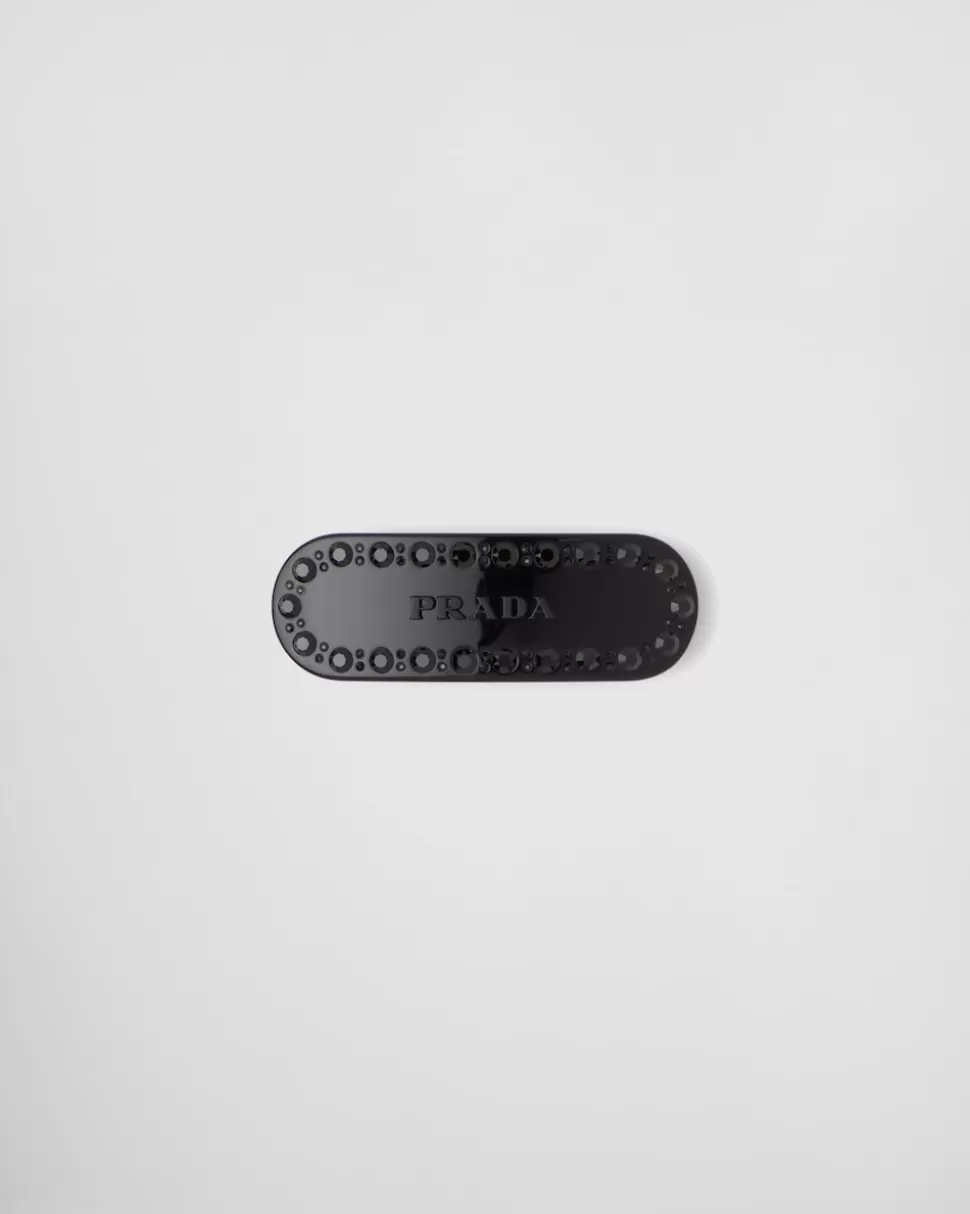 New Prada Haarspange Aus Plexiglas Schwarz