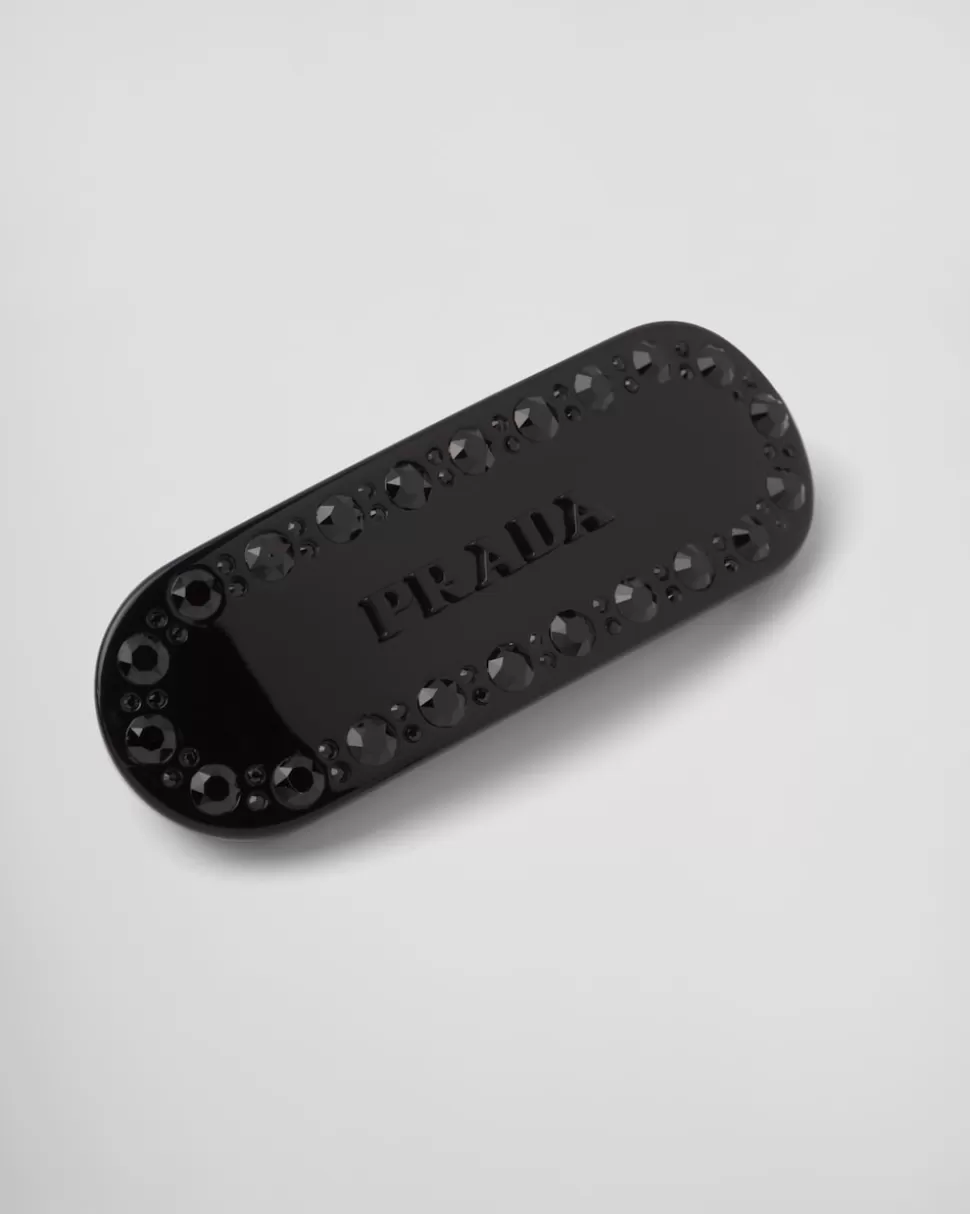 New Prada Haarspange Aus Plexiglas Schwarz