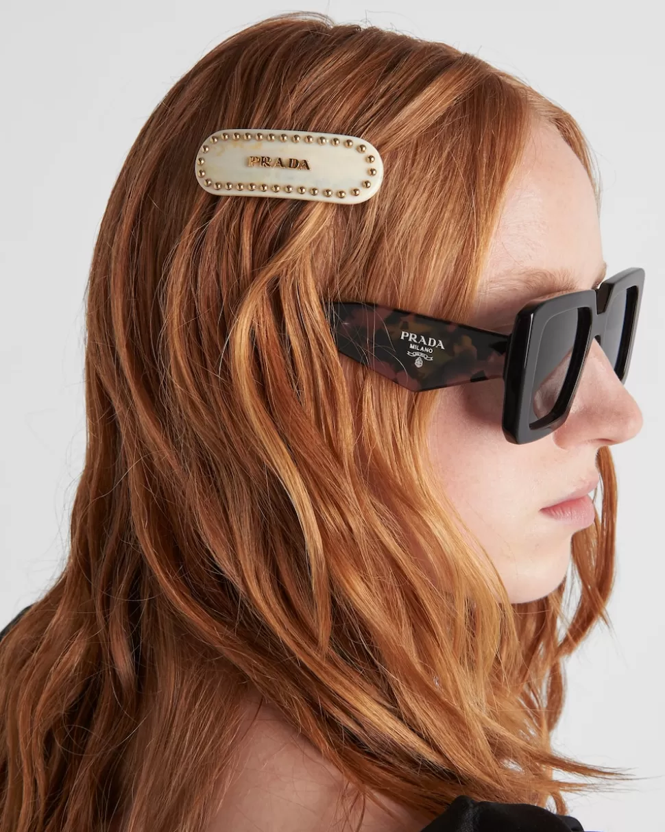 Cheap Prada Haarspange Aus Plexiglas Schwarz