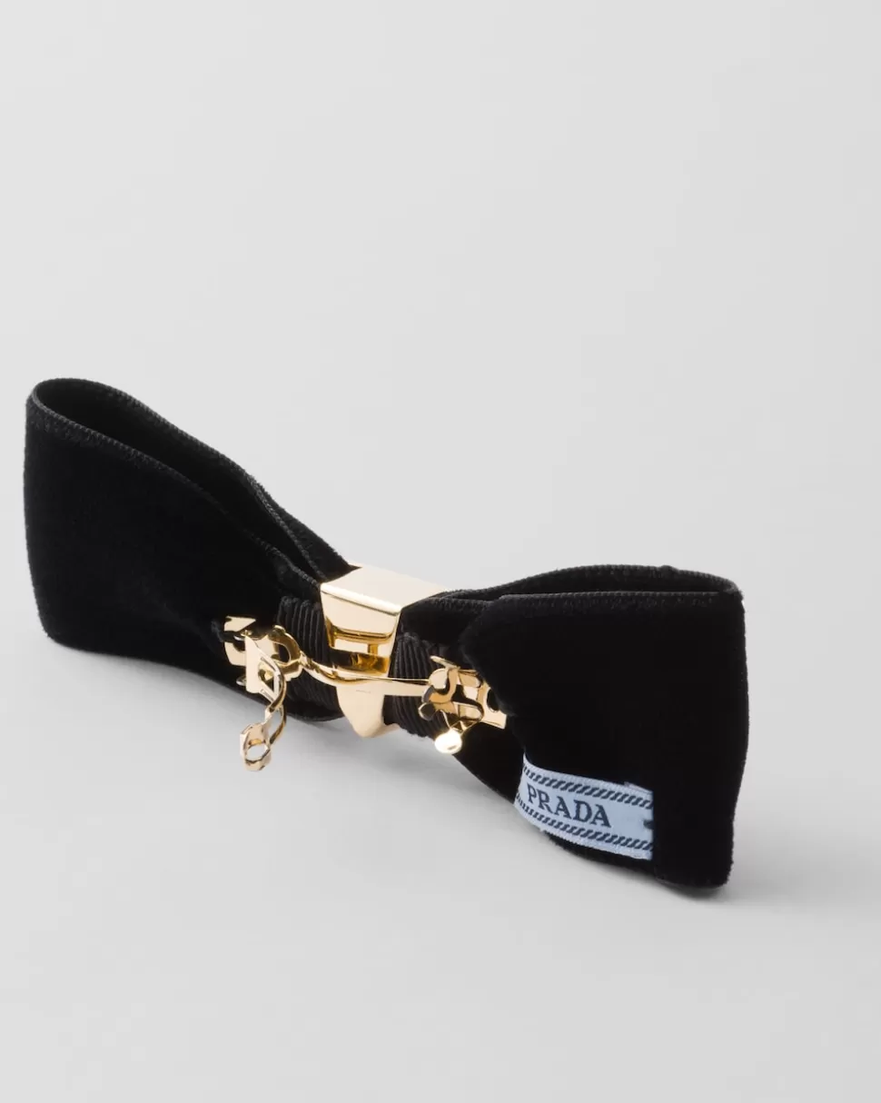 Online Prada Haarspange Aus Samt Schwarz